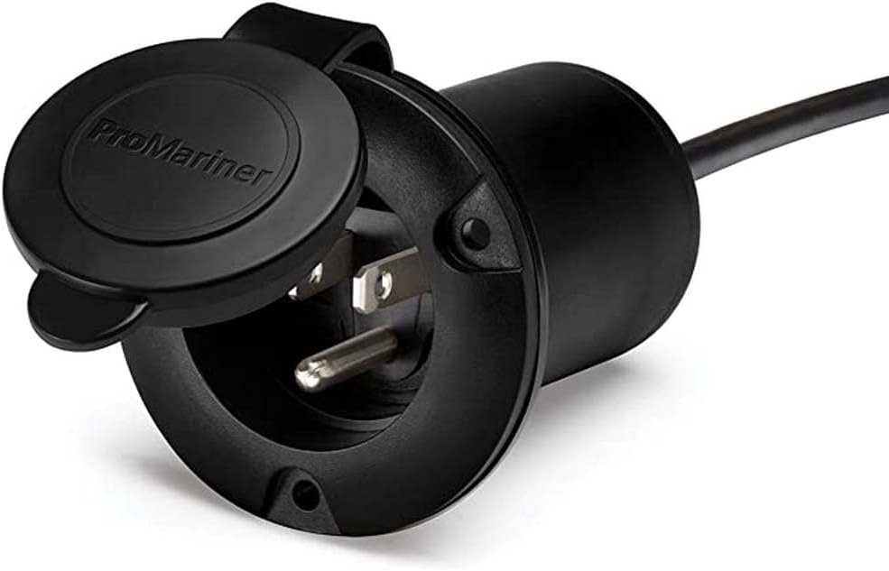ProMariner 51300 Universal AC Plug Holder – Black Marine Shore Power Plug Storage Mount