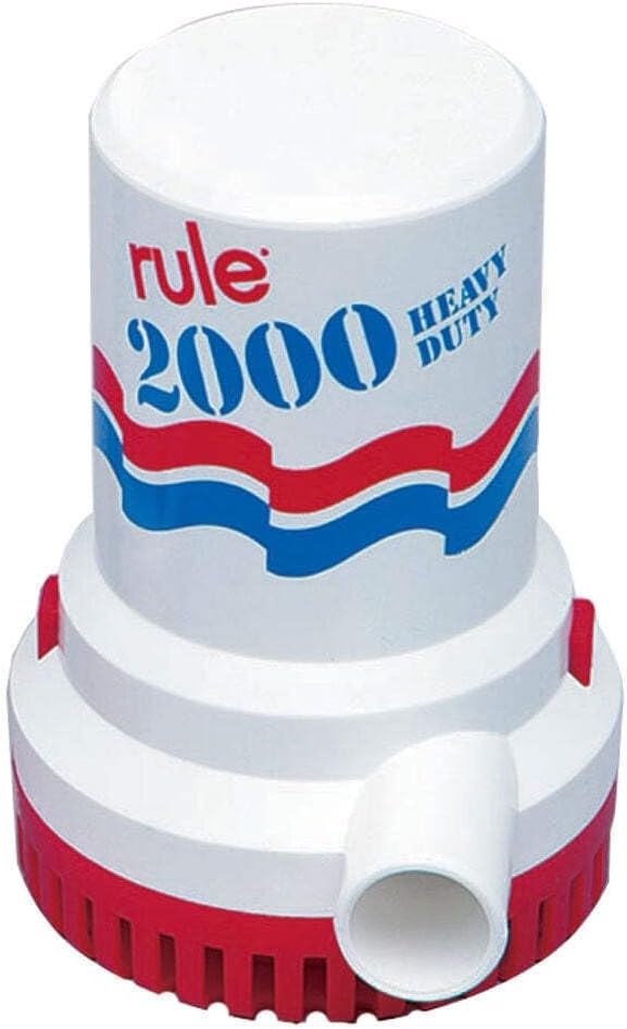 Rule 106UL Rule 2000 Bilge Pump – 2000 GPH 12V Submersible Pump with 6 ft Wire Leads and UL Certification
