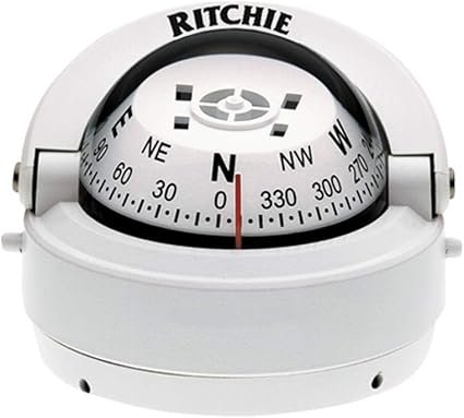 Ritchie Navigation S53W Surface Mount Compass – 2.75in White Dial with Flush Surface Installation