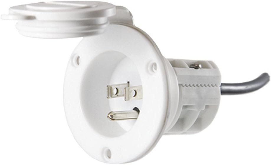 Minn Kota MKR-23 AC Power Port White 1865110 – Flush-Mount Shore Power Charging Port with Weather-Resistant Cover - Image 2