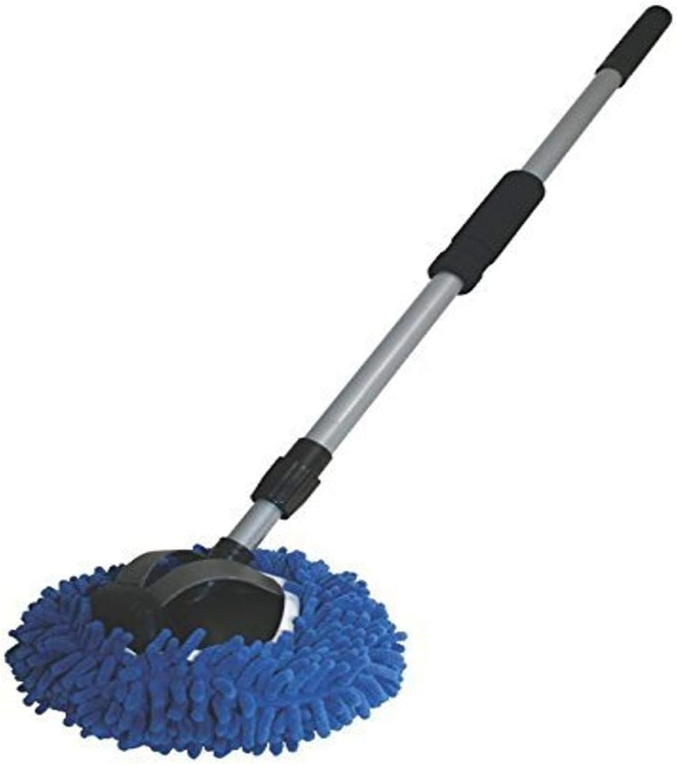 Carrand 93303 2-in-1 Long Chenille Wash Mop – 9in Cleaning Head with Microfiber Chenille and Mesh Scrubbing Surface