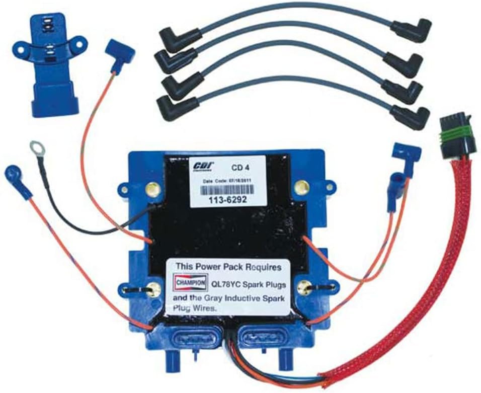 CDI Electronics 1136292K1 Johnson Evinrude 6400 RPM Kit – 60 Degree 4 Cylinder Marine Ignition Upgrade Kit