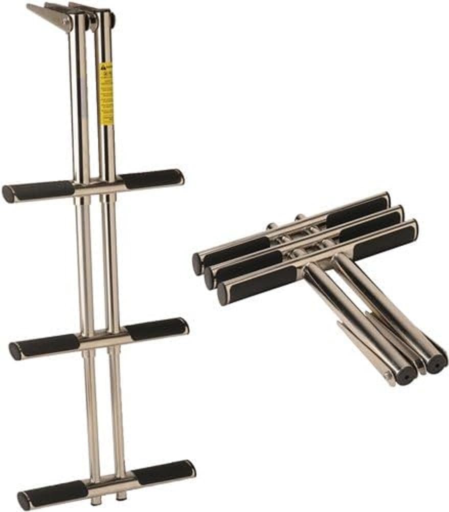 Garelick 19626 Telescoping Stainless Steel Diver Ladder – Three-Step Retractable Marine Boarding Ladder