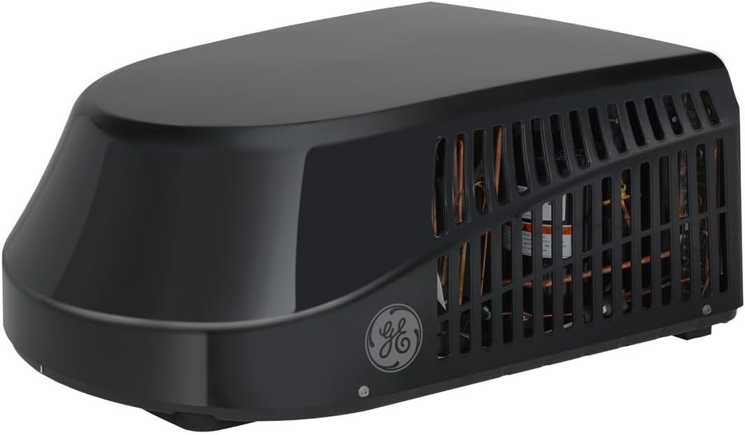 GE RV 13,500 BTU Rooftop Air Conditioner with Heat Pump – Black Shroud RV Heating and Cooling System
