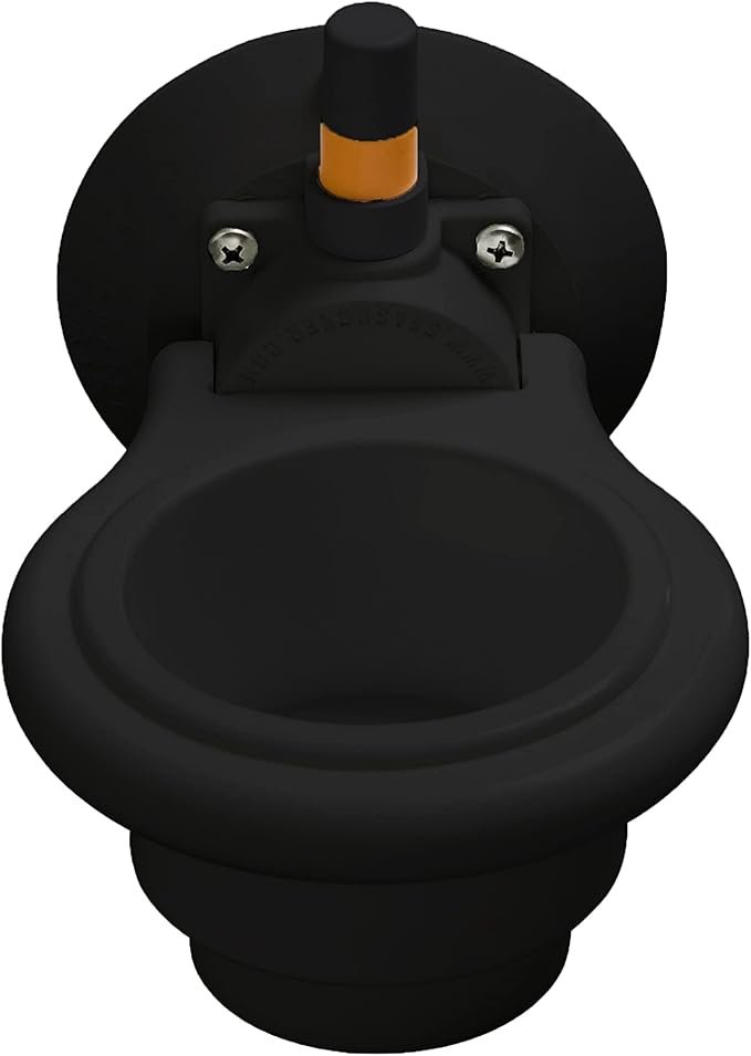 SeaSucker MC5314B Vertical Cup Holder – Single Black Vacuum-Mount Drink Holder for Boats, Vehicles, and Workspaces