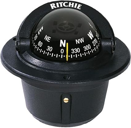 Ritchie F50 Explorer Compass – Flush Mount Marine Compass with 2.75 Inch Black Direct-Reading Dial and Built-In Compensation