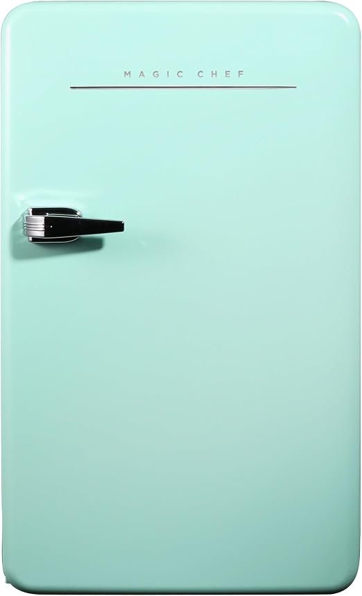 Magic Chef MCR32CHM Retro Refrigerator – 3.2 Cu Ft Compact Fridge – Mint Green Vintage Design with Freezer Compartment