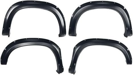 TrailFX TFC3005S Pocket Style Fender Flares – Smooth Paintable Black Finish – Chevrolet Silverado Set of 4