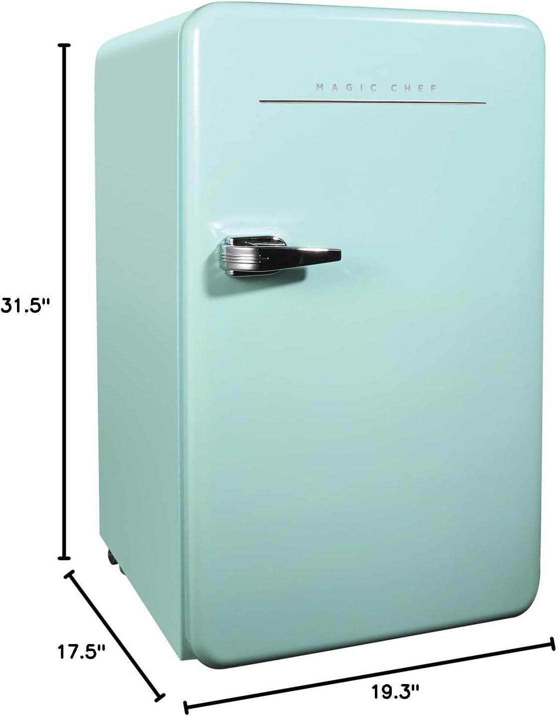 Magic Chef MCR32CHM Retro Refrigerator – 3.2 Cu Ft Compact Fridge – Mint Green Vintage Design with Freezer Compartment - Image 8