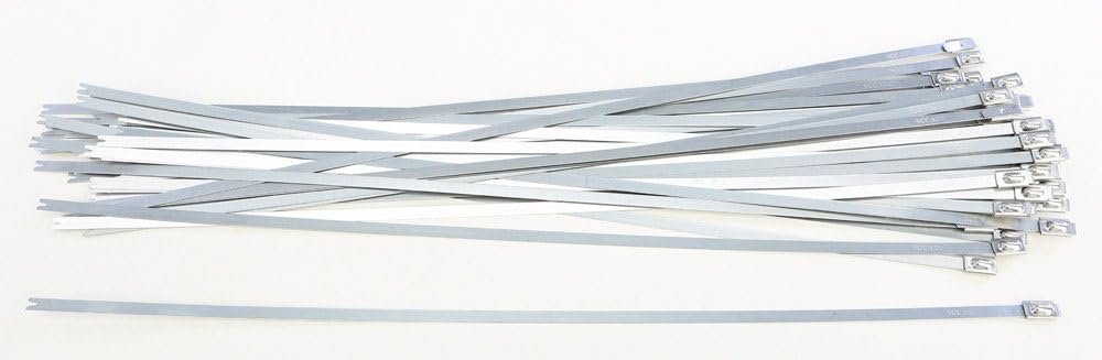 Helix Racing 3045014 Stainless Steel Cable Ties – 14in Heavy-Duty Locking Ties, 50-Pack for Exhaust and High-Heat Applications