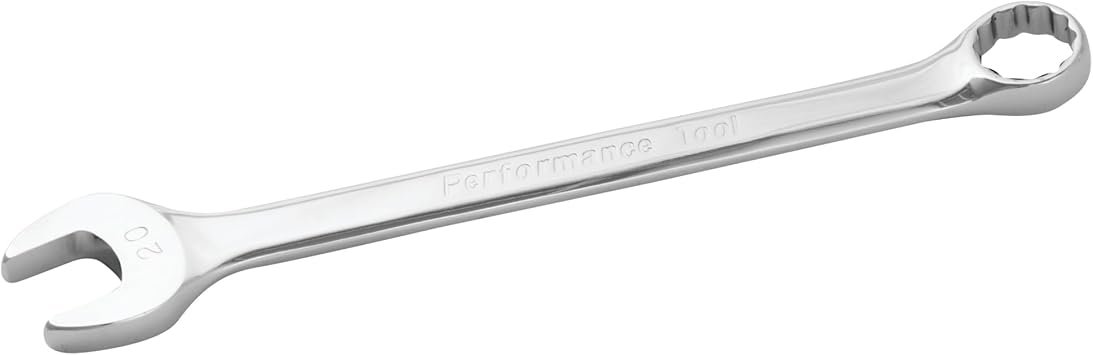 Performance Tool W30020 Combination Wrench – 20mm Metric Open-End and 12-Point Box-End Chrome Vanadium Steel