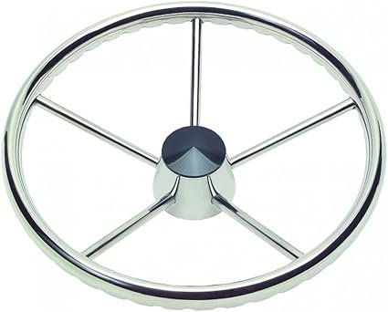 Schmitt & Ongaro 1731321FGK Destroyer Steering Wheel – 13.5in Stainless Marine Wheel with Integrated Steering Knob