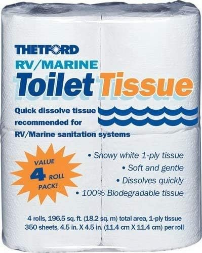 Thetford 20804 1-Ply RV Toilet Tissue – 4 Roll Value Pack Fast-Dissolving Septic-Safe Bathroom Paper - Image 4