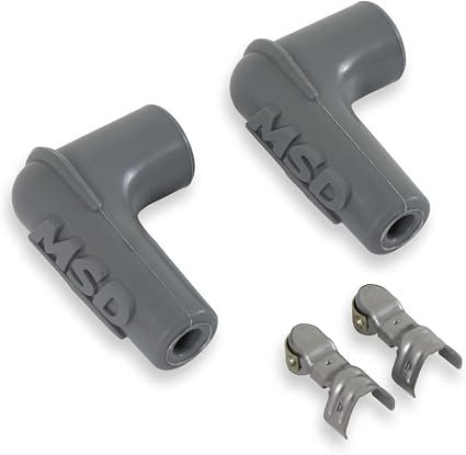 MSD 3311 Spark Plug Boots & Terminals Kit – 90 Degree Plug Boots with Terminals, 2-Pack Ignition Wire Set