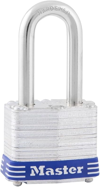 Master Lock 3DLF Laminated Steel Padlock – 1-9/16in Wide Body with 1-1/2in Hardened Steel Long Shackle and Dual Ball Locking