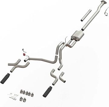 SpeedFX 50301 MaxFlow Xtreme Cat-Back Exhaust System – Ford F-150 Dual Exit T304 Stainless Steel with Black Tips