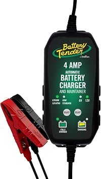Battery Tender 0220209BTW Battery Charger and Maintainer – Includes Ring Terminal Harness and Alligator Clips, Automatic 12V Charging