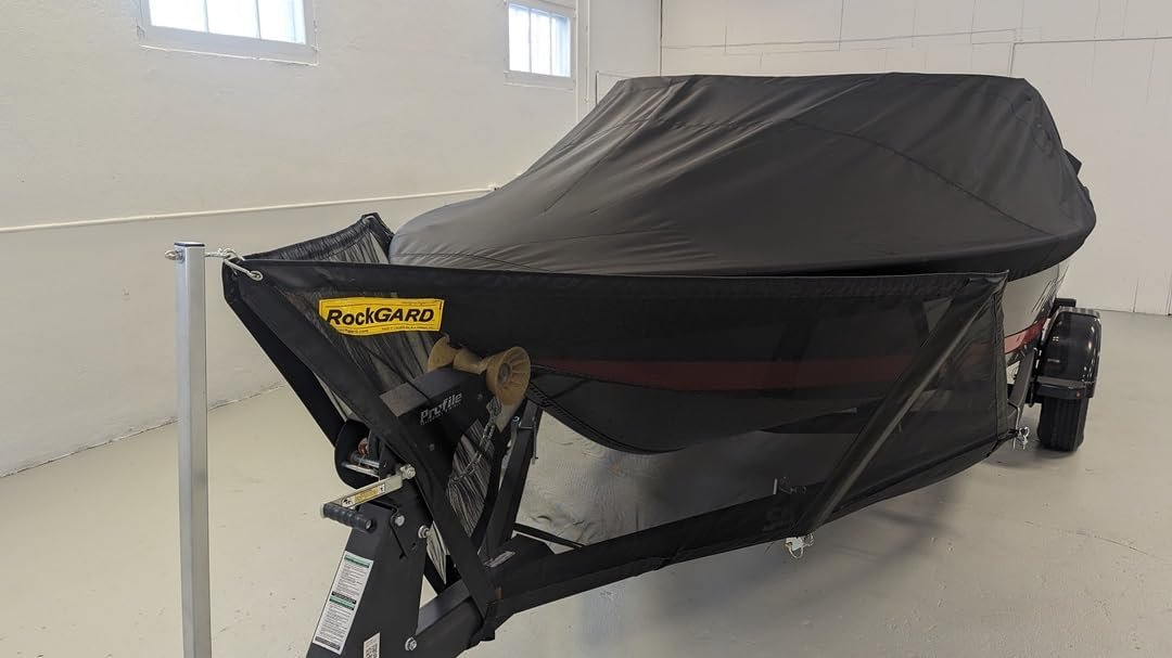 RockGard 741720 Large V-Front Boat Shield – 39in Bow Height Protection for 10ft Trailer Span Boat Applications - Image 3