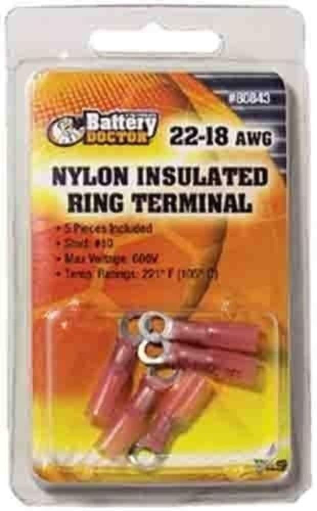 WirthCo 80843 Nylon Ring Terminal – Insulated Ring Connector for Automotive, Marine, and RV Electrical Wiring Applications