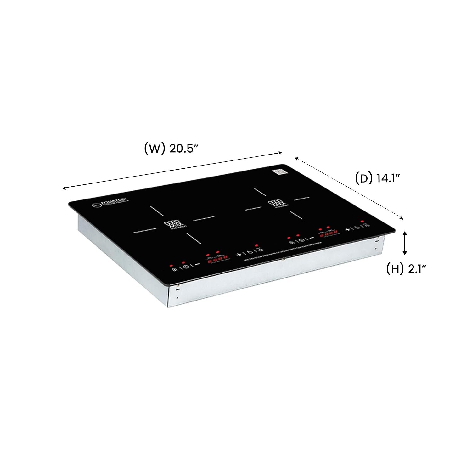 Pinnacle BIC202 Built-In Induction Cooktop – Dual 1800W Burners with Touch Controls, 20.5in Black Glass Surface - Image 4