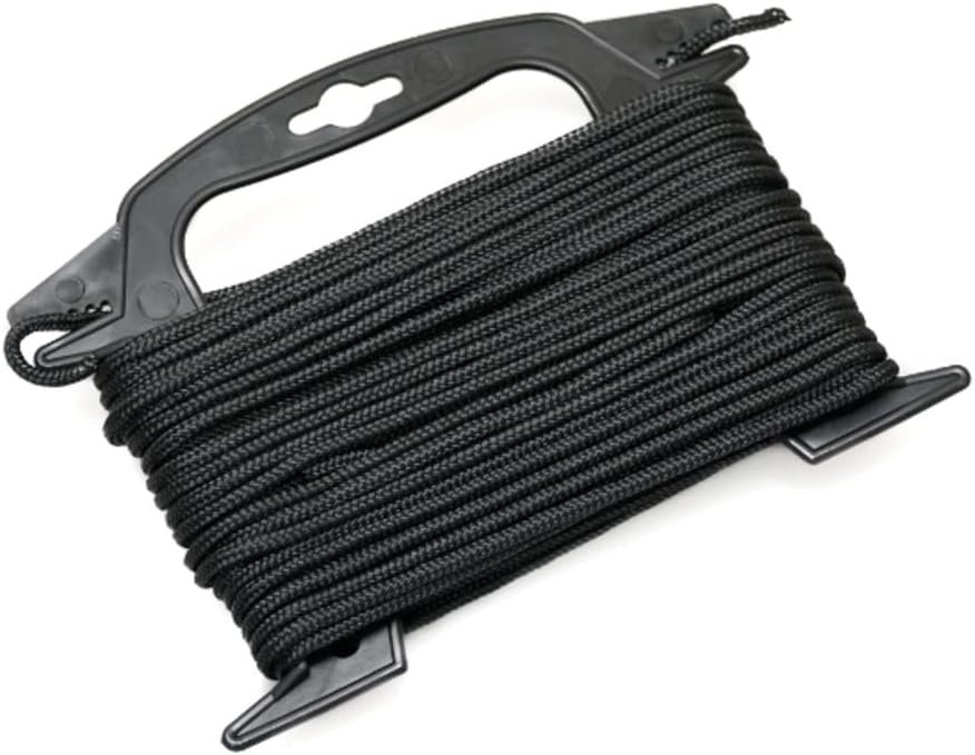 YakGear 10054 Polypropylene Rope – 75 ft Solid Black Floating Utility Rope with Winder for Kayaks and Marine Use