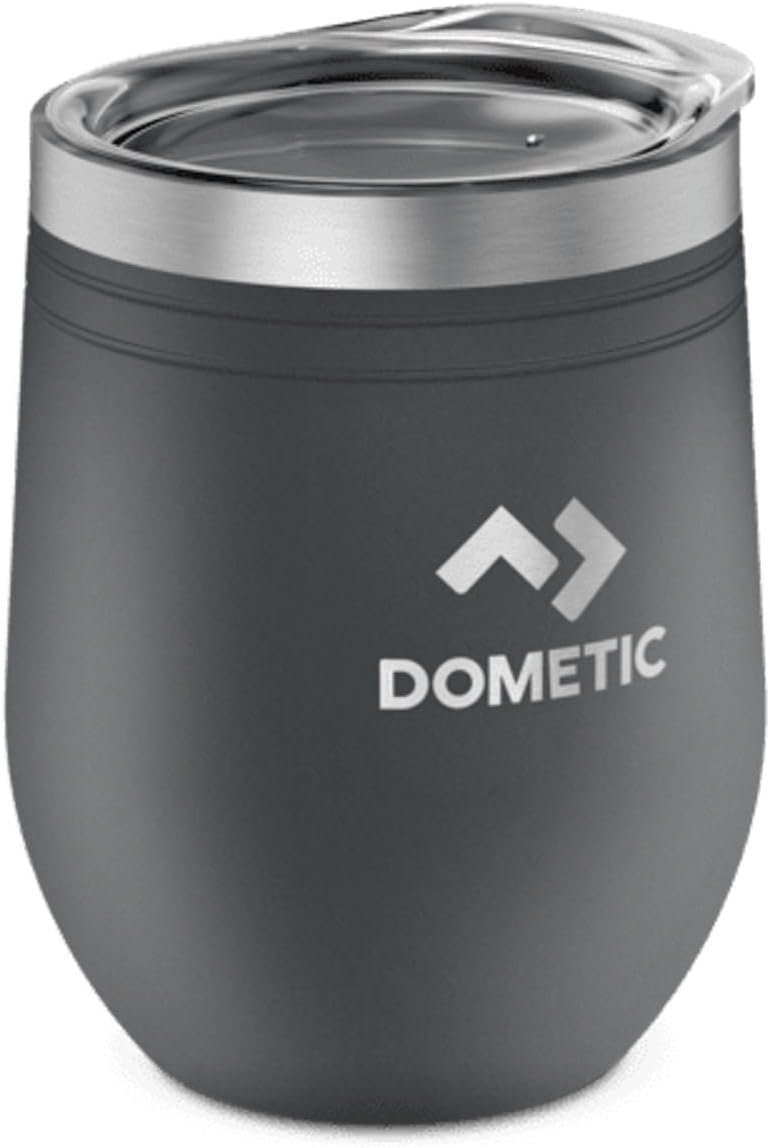 Dometic 9600050832 10oz Wine Tumbler Slate – Double-Wall Stainless Steel Vacuum Insulated Drinkware with Splash-Resistant Lid