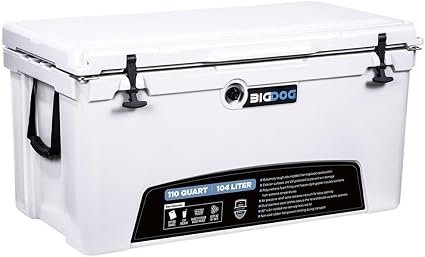 Husky Towing BDC110 110 Quart Hard Cooler – 144 Can Capacity – Roto-Molded White Cooler with Accessory Kit