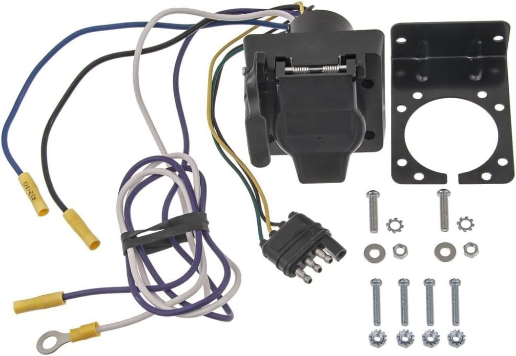 Pollak 4WF667PFV Flexible 4-Way Flat to 7-Blade & 4-Flat Adapter – Multi-Connector Trailer Wiring Solution