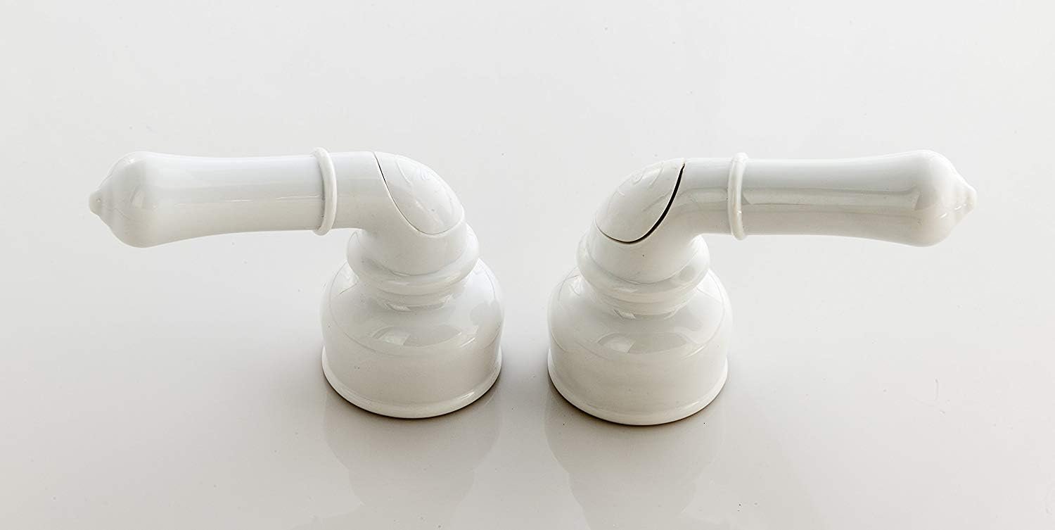 Empire Faucet CRDUCCW Teapot Faucet Handle Pair – White Non-Metallic Hot & Cold Replacement Handles for RV Faucets