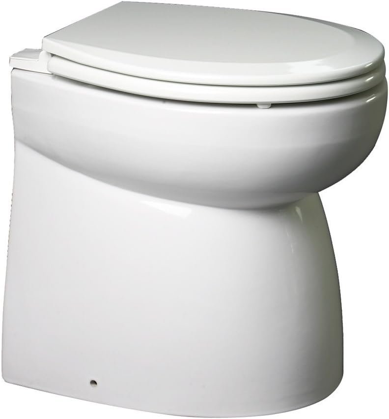 Johnson Pump Marine Toilet Compact 12V – Electric Marine Head with Integrated Macerator and Soft-Close Seat