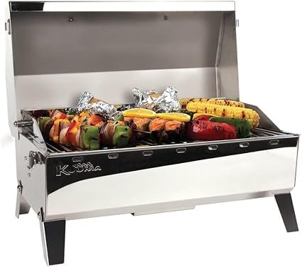 Camco Marine 58131 Stow N Go 160 Gas Grill with Thermometer – Portable Marine Grill for Boats and RVs