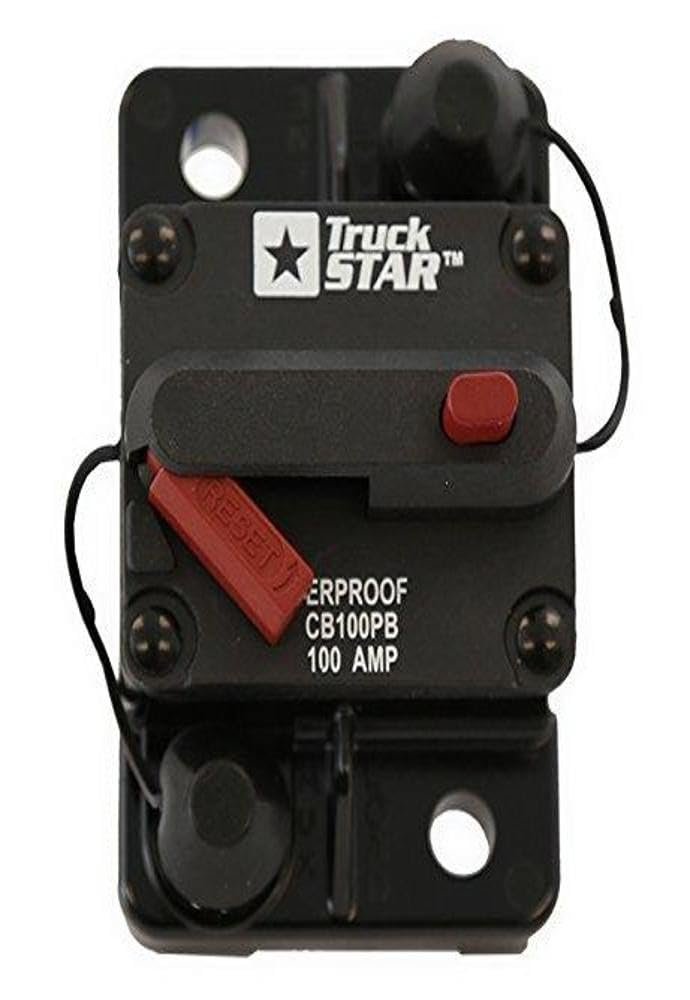 Buyers Products CB100PB Push-to-Trip Circuit Breaker – 100 Amp Manual Reset Surface Mount Protection