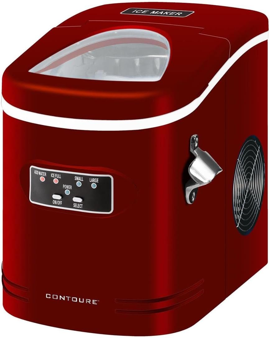Contoure RV-130R Portable Ice Maker – Red Countertop Design, 26 lb Daily Ice Output, 2 lb Storage Basket - Image 3