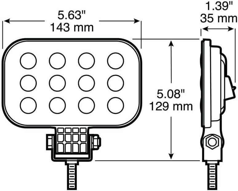 Peterson M906MVAMP Square LED Work Light – AMP Connector Utility Lamp with Pedestal Mount and Bright LED Output - Image 2