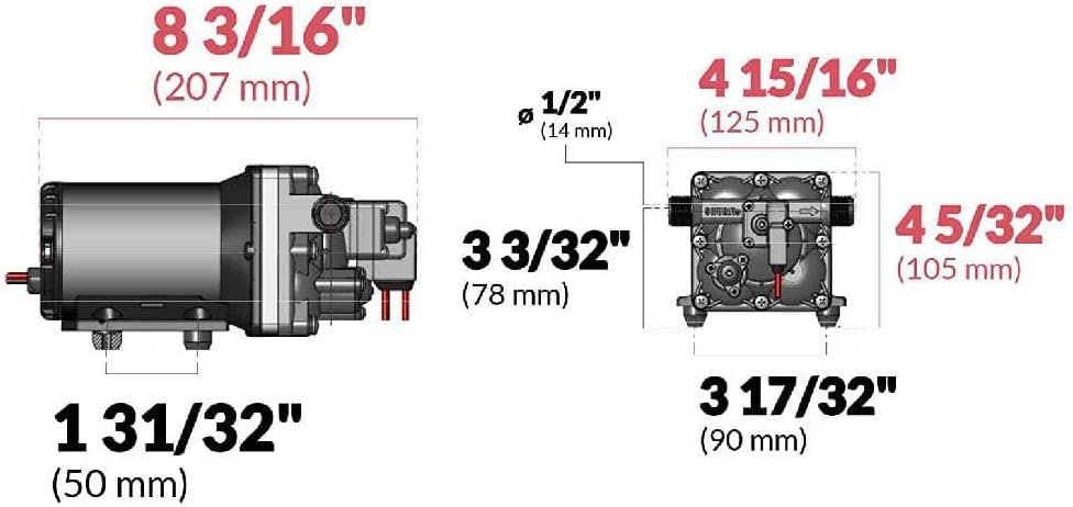 SHURFLO 4148 Series Water Pump – 12V DC, 3.0 GPM, 55 PSI Demand Pump with Installation Fittings Included - Image 3