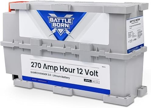 Battle Born BBGC3 270Ah 12V LiFePO4 Battery – GC3 Form Factor, 3,456Wh Energy Storage, Integrated BMS