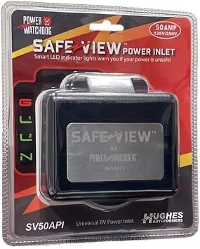 Hughes Autoformers SV50API SafeView Smart RV Power Inlet – 50 Amp Twist-Lock Shore Power Inlet with Halo Status Light & Fault Detection