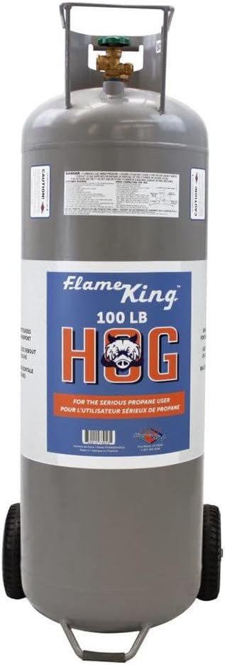 Flame King YSN100HOG 100 lb Propane Cylinder Hog – High-Capacity Steel LP Tank with POL Valve Connection