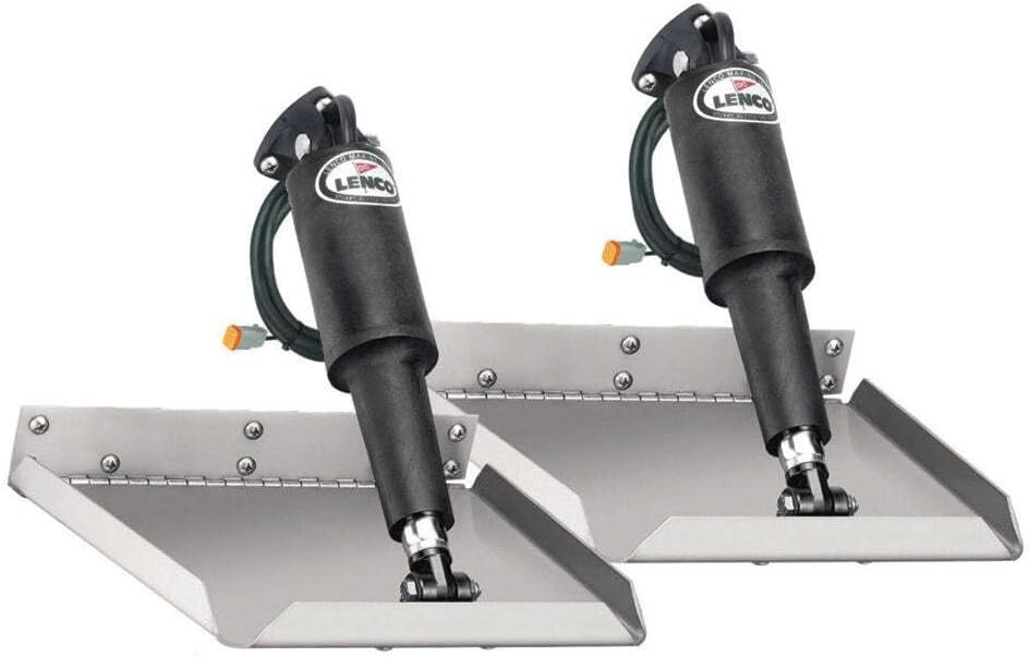 Lenco 15014-101 Edge Mount Electric Trim Tab Kit – 9in x 12in Stainless Steel Blades for 16ft–25ft Boats, 12V Actuators