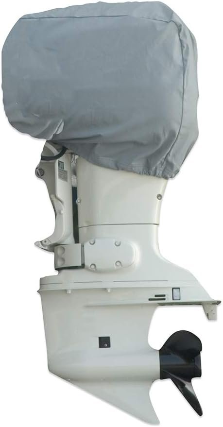Carver 70001F10 Outboard Motor Cover – Poly-Flex II Gray Cover for 10 HP Marine Engines with Elastic Fit