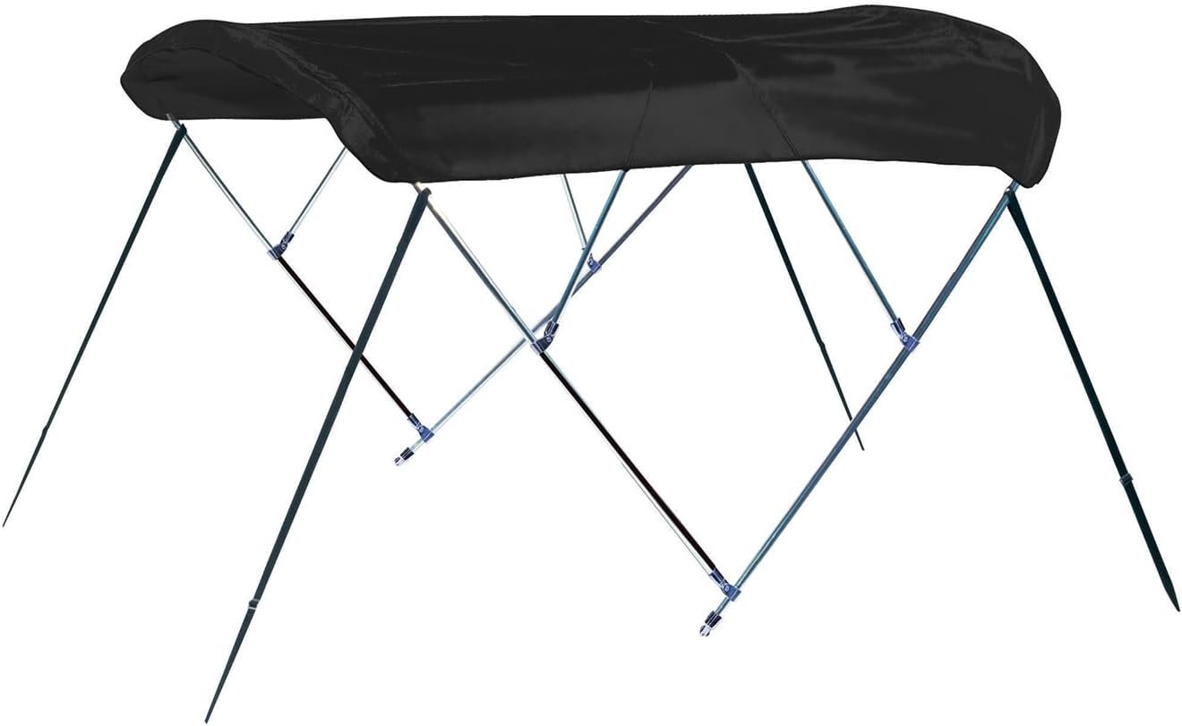 Carver A5493TB02 3 Bow Bimini Top – Sunbrella Black Marine Canopy with Storage Boot for 91in to 96in Beams