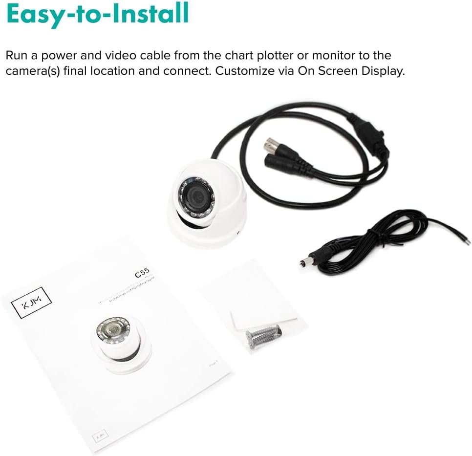 KJM C55 Mini Dome Camera – 1000 TVL White Surveillance Camera for Marine and Vehicle Monitoring Applications - Image 4