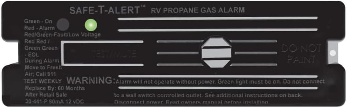 MTI Industries 30441PBL 12V Propane Detector – Surface Mount LP Gas Alarm with Black Housing for RV Safety