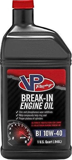 VP Racing Fuels 2415 Break-In Engine Oil 10W-40 – High Zinc Conventional Formula, 32 oz Quart Bottle