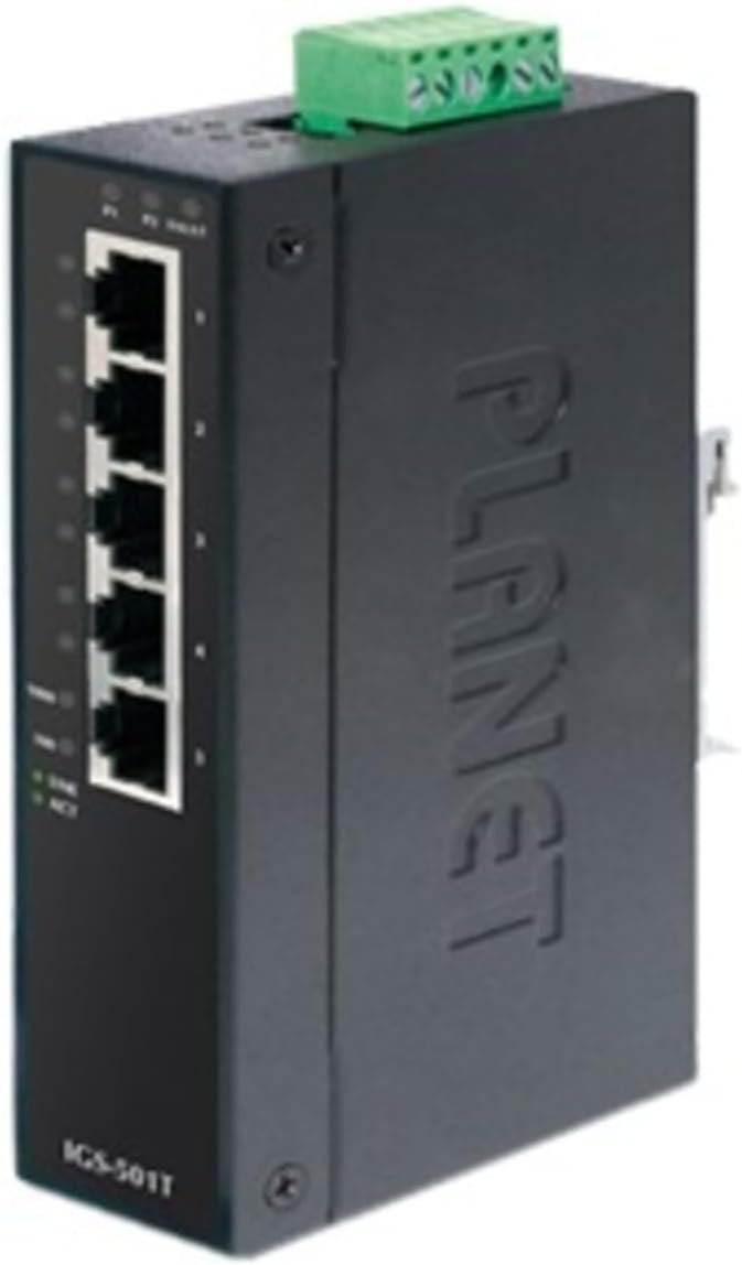 Hatteland IGS501T Industrial Gigabit Ethernet Switch – 5-Port IP30 Slim Network Switch with -40°C to 75°C Operating Range