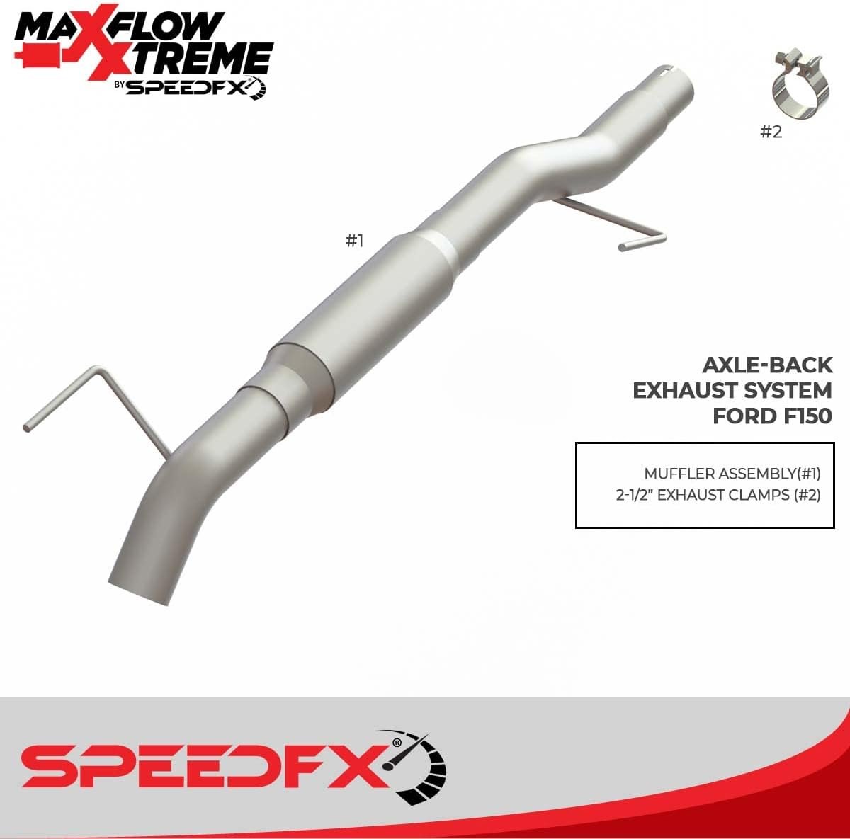 SpeedFX 50300 MaxFlow Xtreme Cat-Back Exhaust System – Ford F-150 Axle Dump Design with T304 Stainless Steel Construction - Image 2