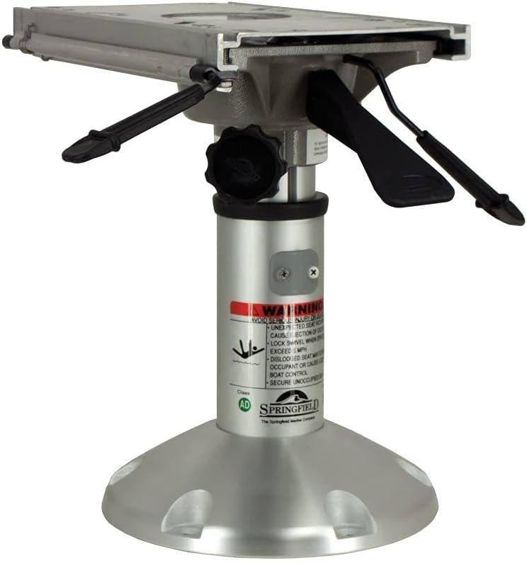 Springfield Mainstay 1250250L1 Adjustable Boat Seat Pedestal – 2-3/8 in Post, 12 to 15 in Height with Swivel