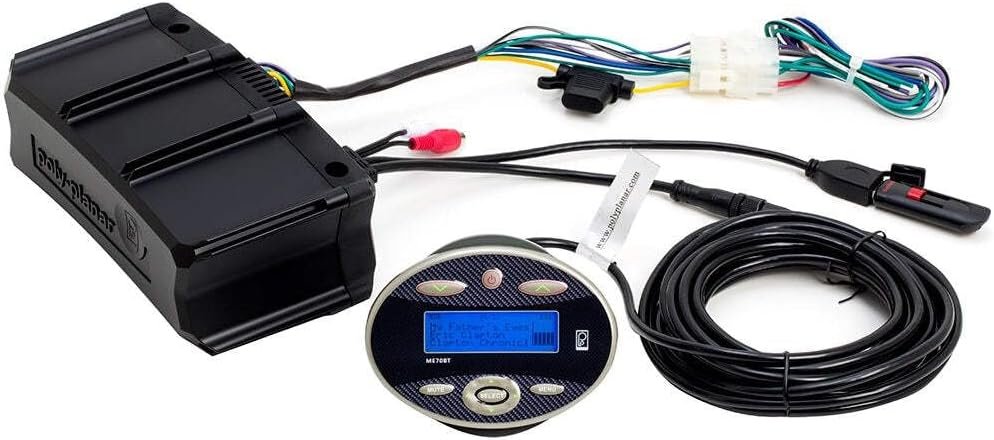 PolyPlanar ME70BT Bluetooth Amplifier with Controller – 200W Marine Audio Amplifier with Wireless Streaming and Wired Remote