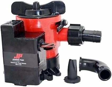 Johnson Pump 550300 Cartridge Combo Automatic Bilge Pump – 500 GPH 12V with Electronic Float Switch and Dura-Port Connections