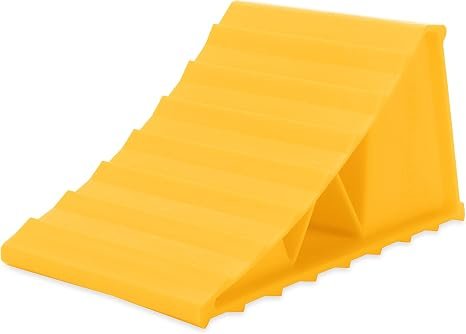 Camco 44432 Wheel Chock Bulk – Heavy-Duty RV Trailer Wheel Stabilizer with Ribbed Design and High-Visibility Yellow Finish